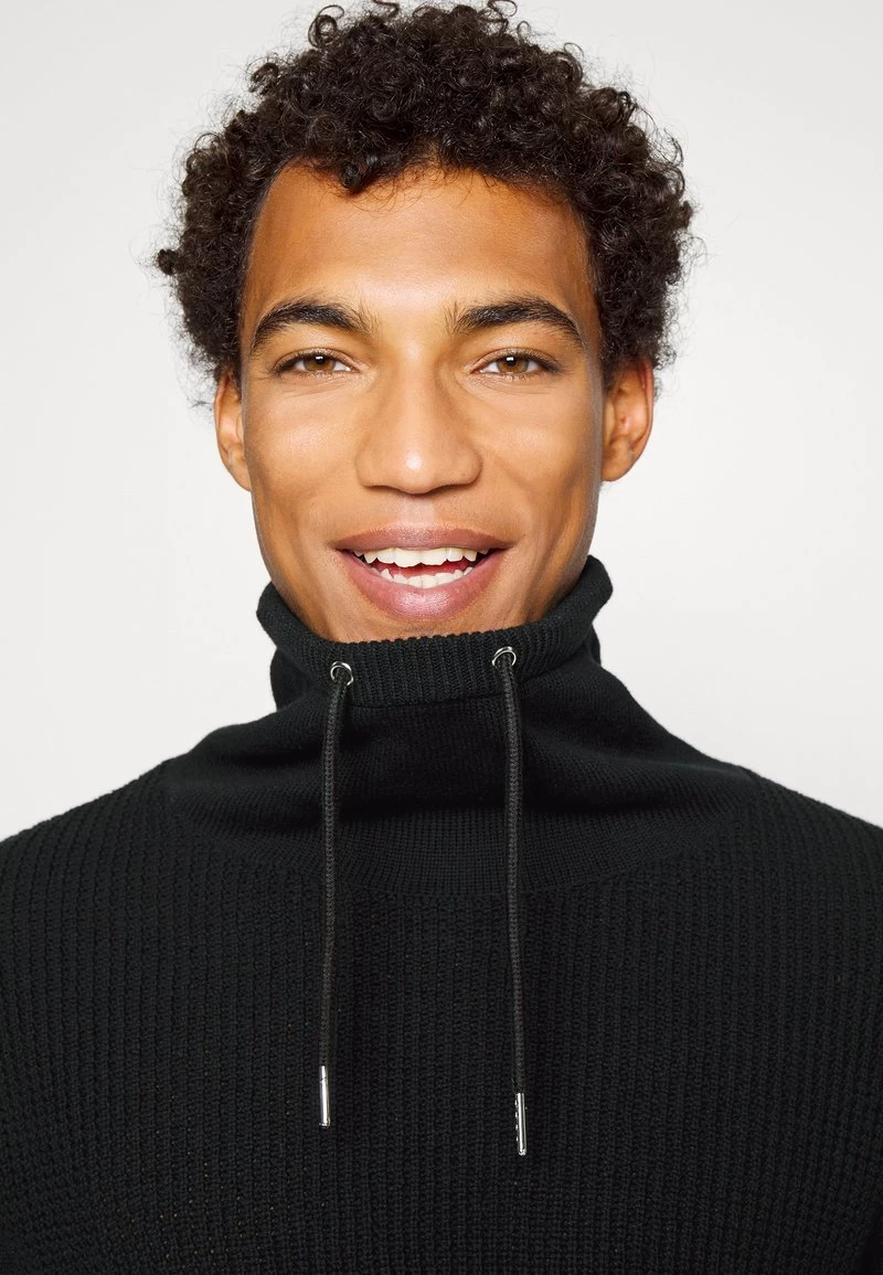 Pier One STRUCTURE BLOCK HIGH COLLAR - Strickjacke - Black – Bild 4